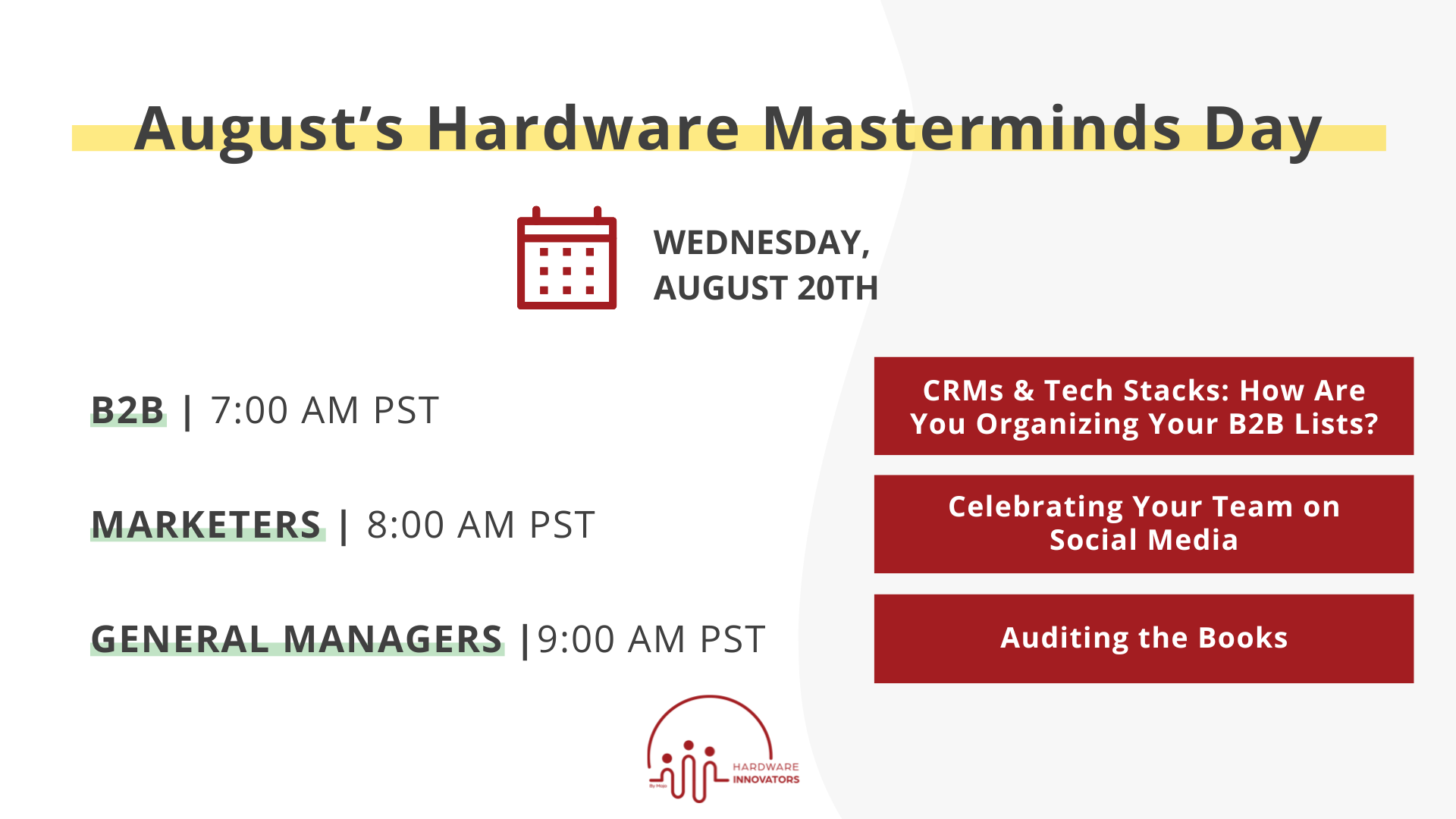 August mastermind topics
