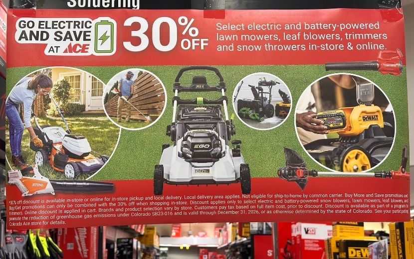 electric rebate sign in a hardware store