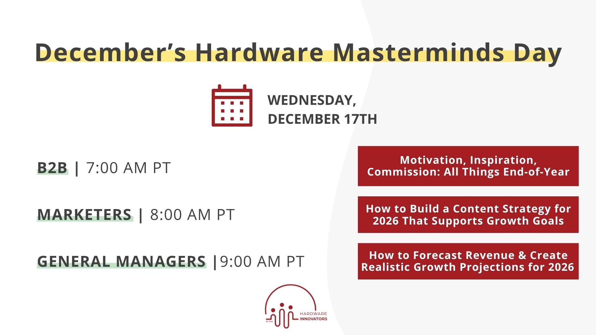 December mastermind topics