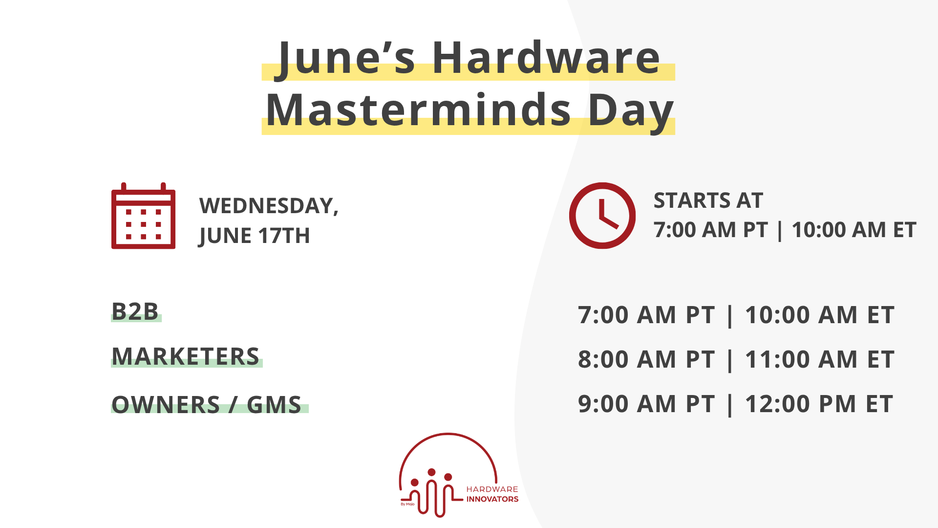 June 2026 hardware mastermind event