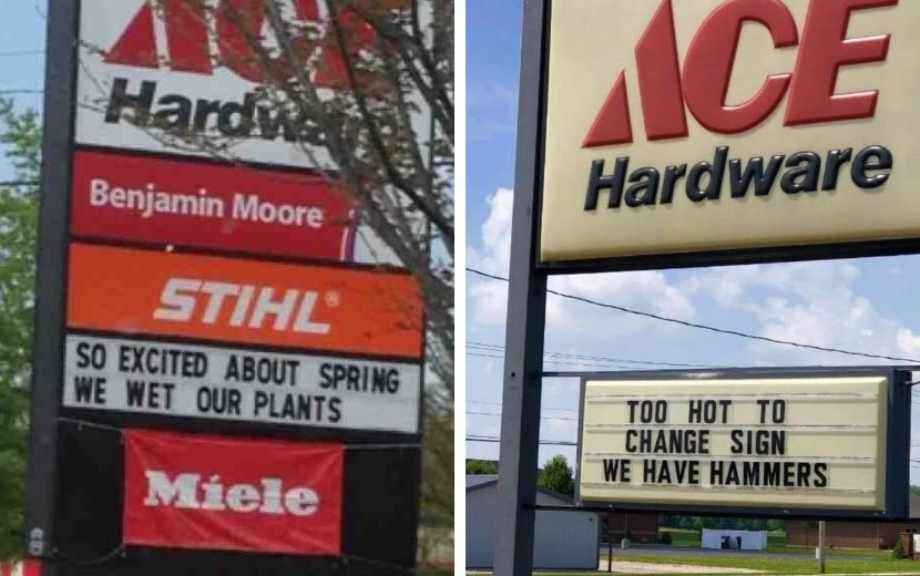 funny hardware signs