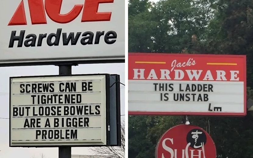 funny hardware signs