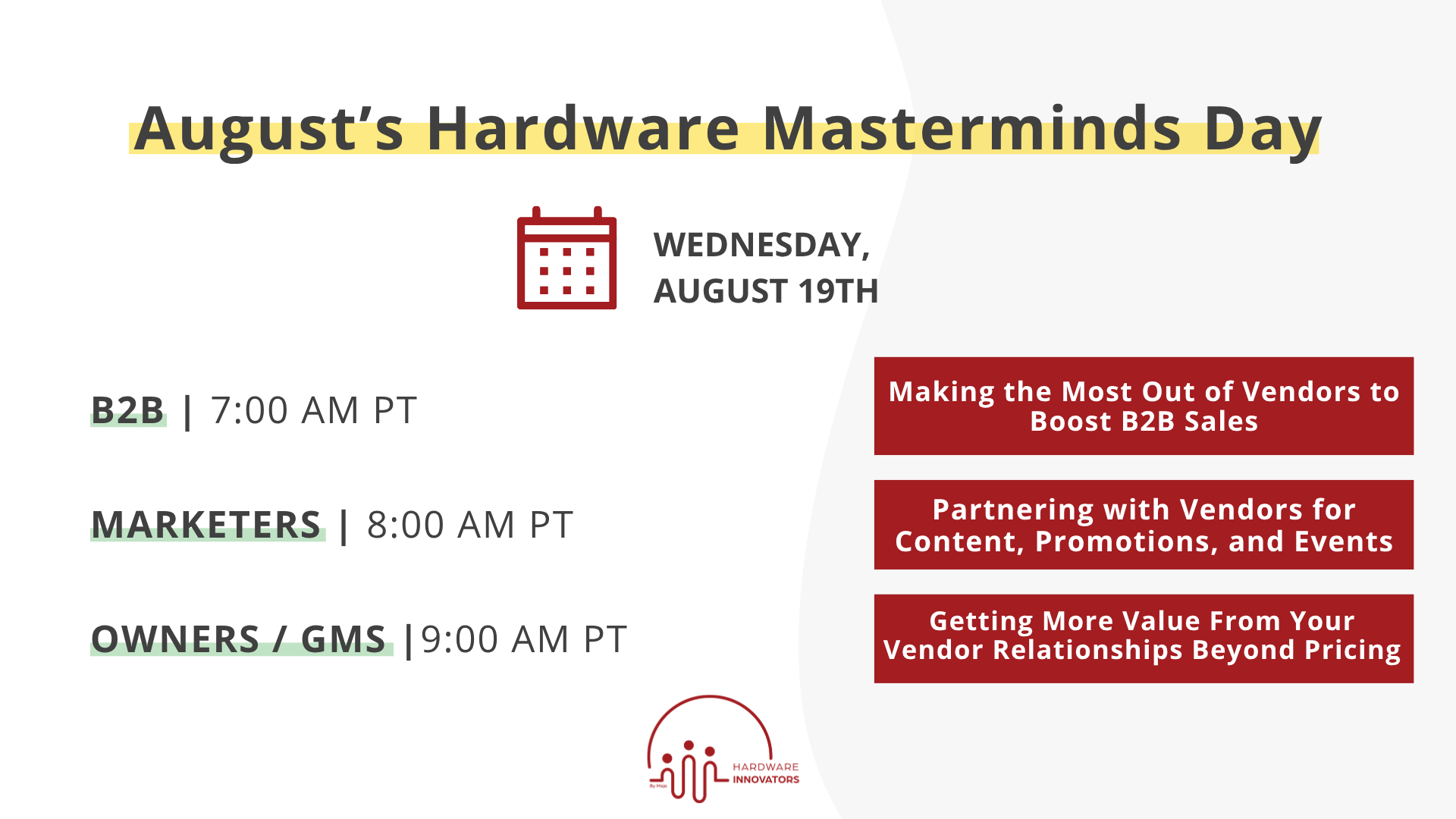 August Mastermind Meetings